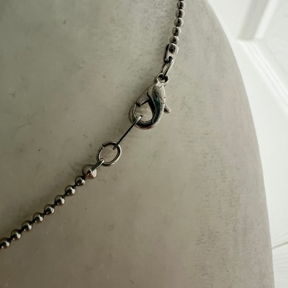 Mickey Mouse Sparkle Ears and Faux Pearl Pendant Necklace on a Silver Tone Chain - Picture 6 of 6